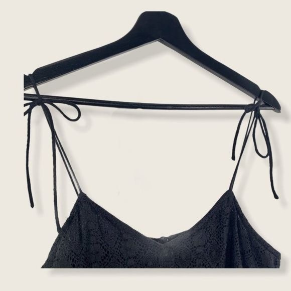 Topshop Spaghetti Strap Black Crochet Gauze Romper Medium - Picture 2 of 16